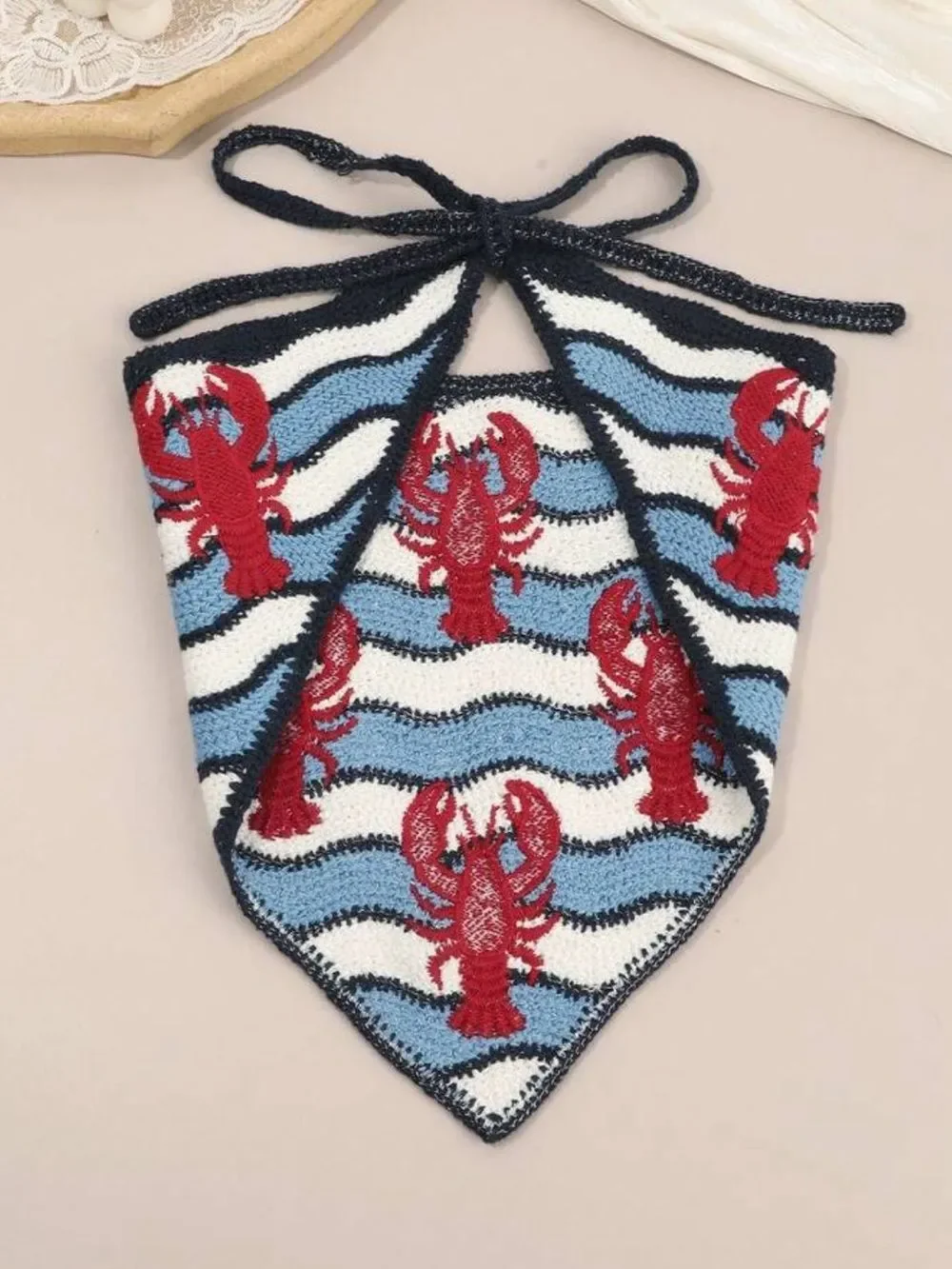 Red Lobster Print Scarf S143 - Picture 3 of 5